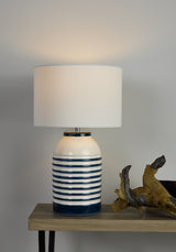 Dar Zabe Table Lamp White and Blue Stripe with Shade –  from Amos Lighting + Home