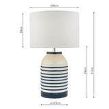 Dar Zabe Table Lamp White and Blue Stripe with Shade –  from Amos Lighting + Home