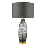 Dar Gold Collection Zeya Table Lamp Smoked/Clear Glass Aged Brass With Shade –  from Amos Lighting + Home