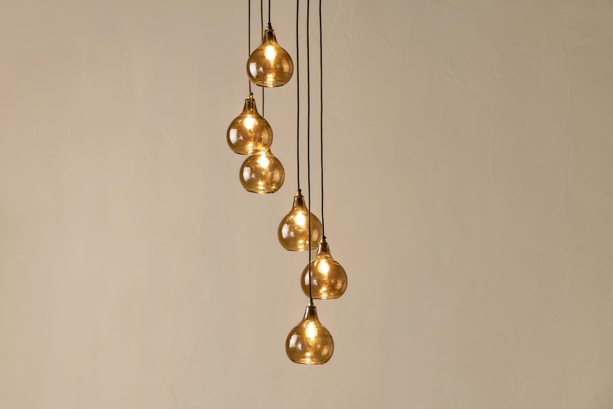 Nkuku Ziva 6 Light Recycled Smoke Brown Glass Cluster Pendant