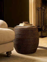 Garden Trading Wittering Side Table With Removable Lid - Rattan, Antique Brown