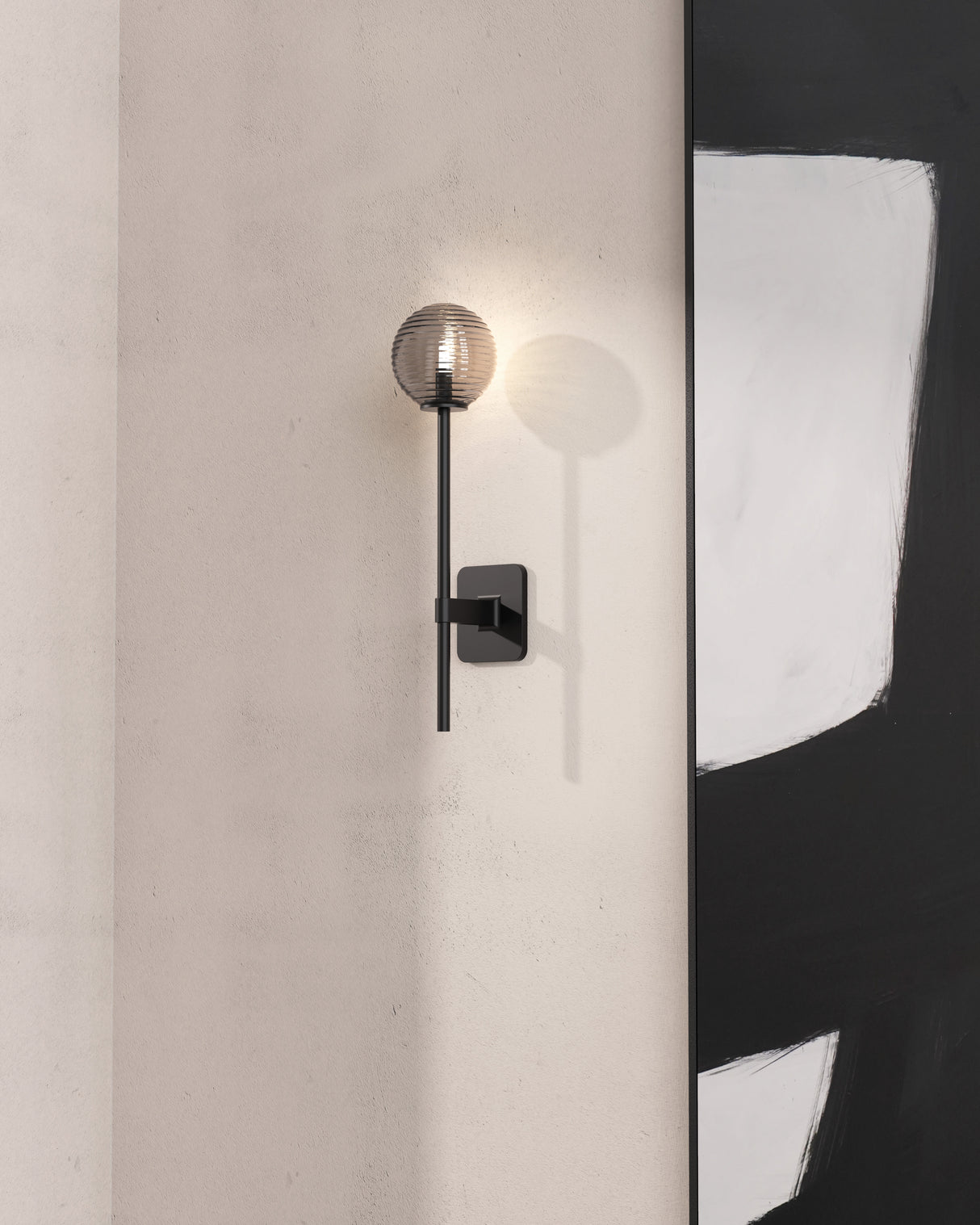 Astro Tacoma Ribbed Glass Smoke Lampshade Shade