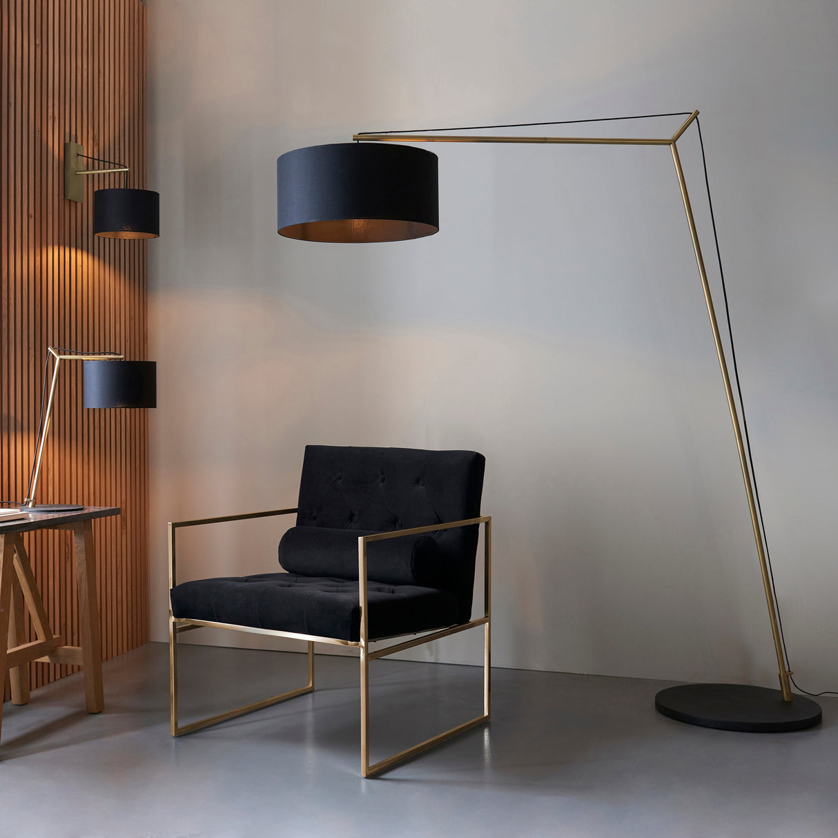 Amos Automic Floor Lamp Matt Brass & Black –  from Amos Lighting + Home