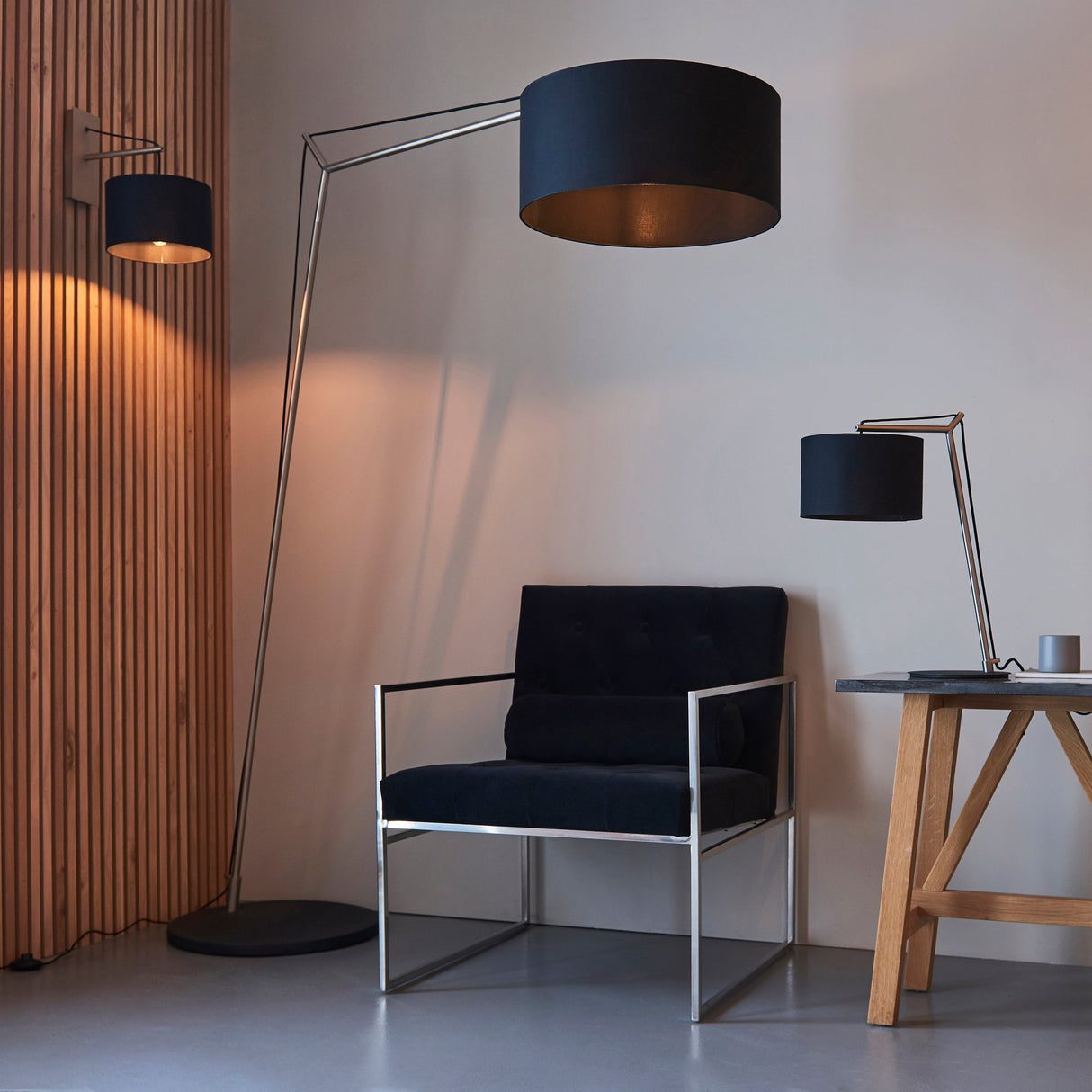 Amos Automic Floor Lamp Matt Nickel & Black –  from Amos Lighting + Home