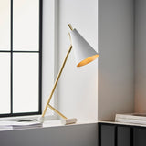 Amos Bachelor Table Lamp Satin Brass & White –  from Amos Lighting + Home