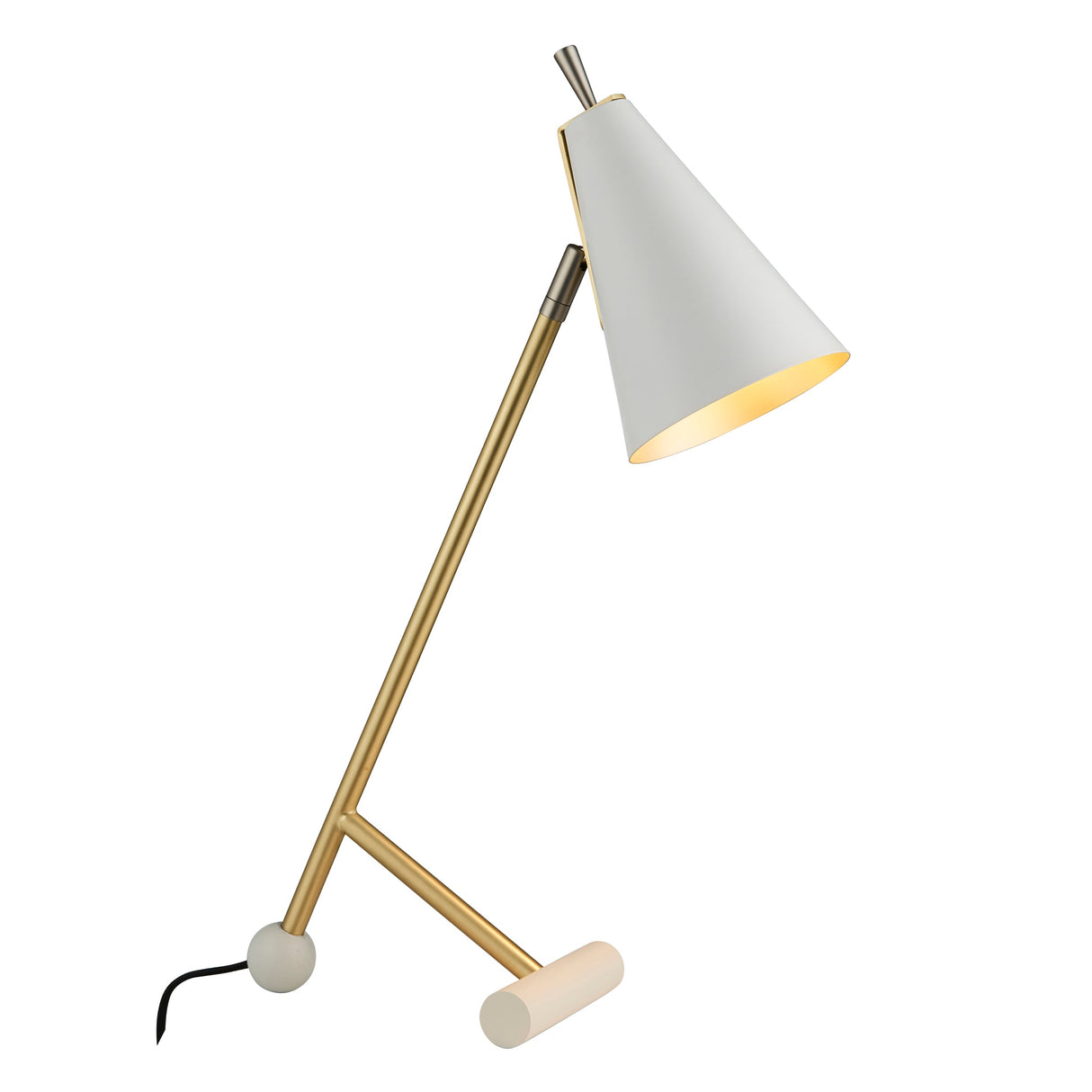 Amos Bachelor Table Lamp Satin Brass & White –  from Amos Lighting + Home