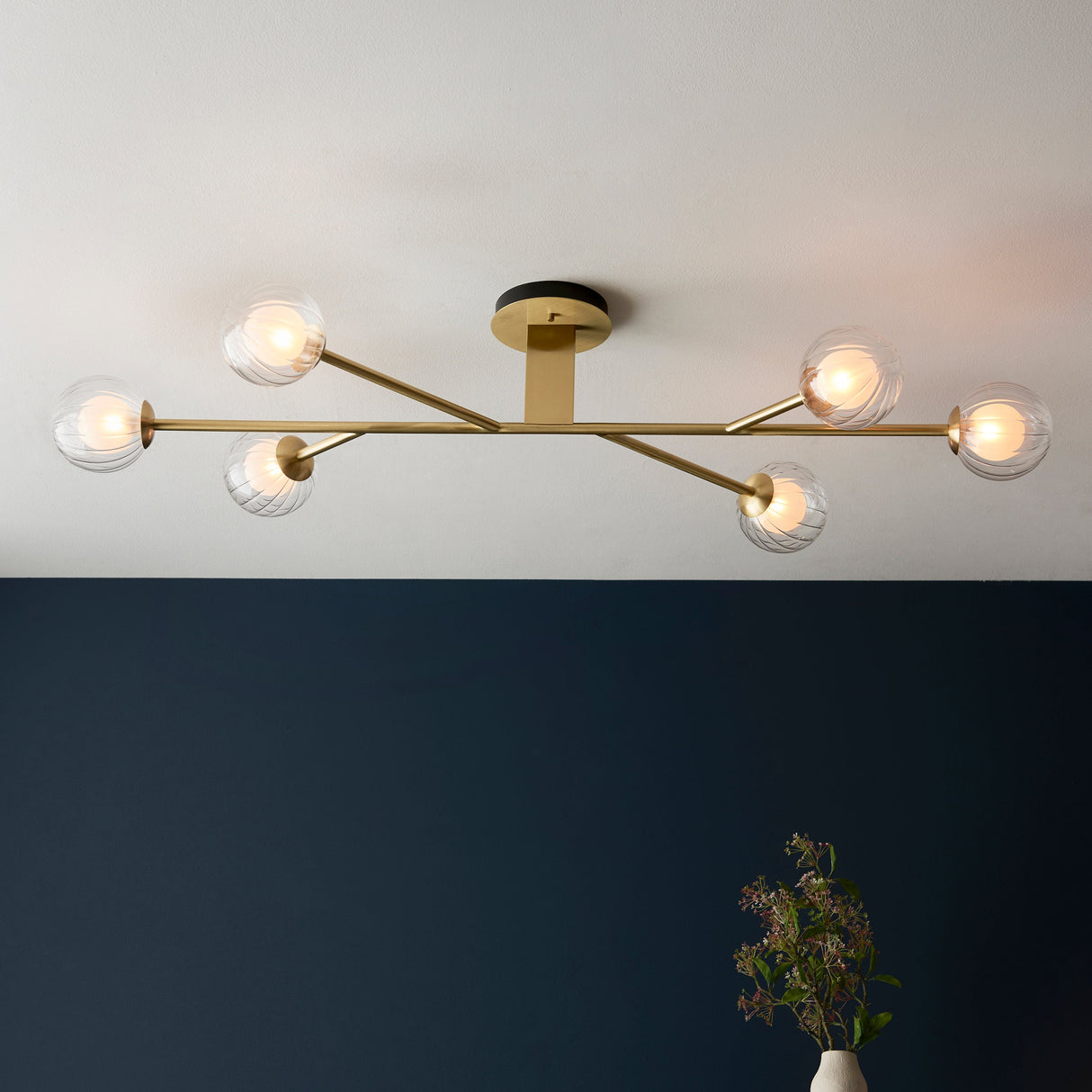 Amos Brixton Flush Ceiling Light Satin Brass –  from Amos Lighting + Home