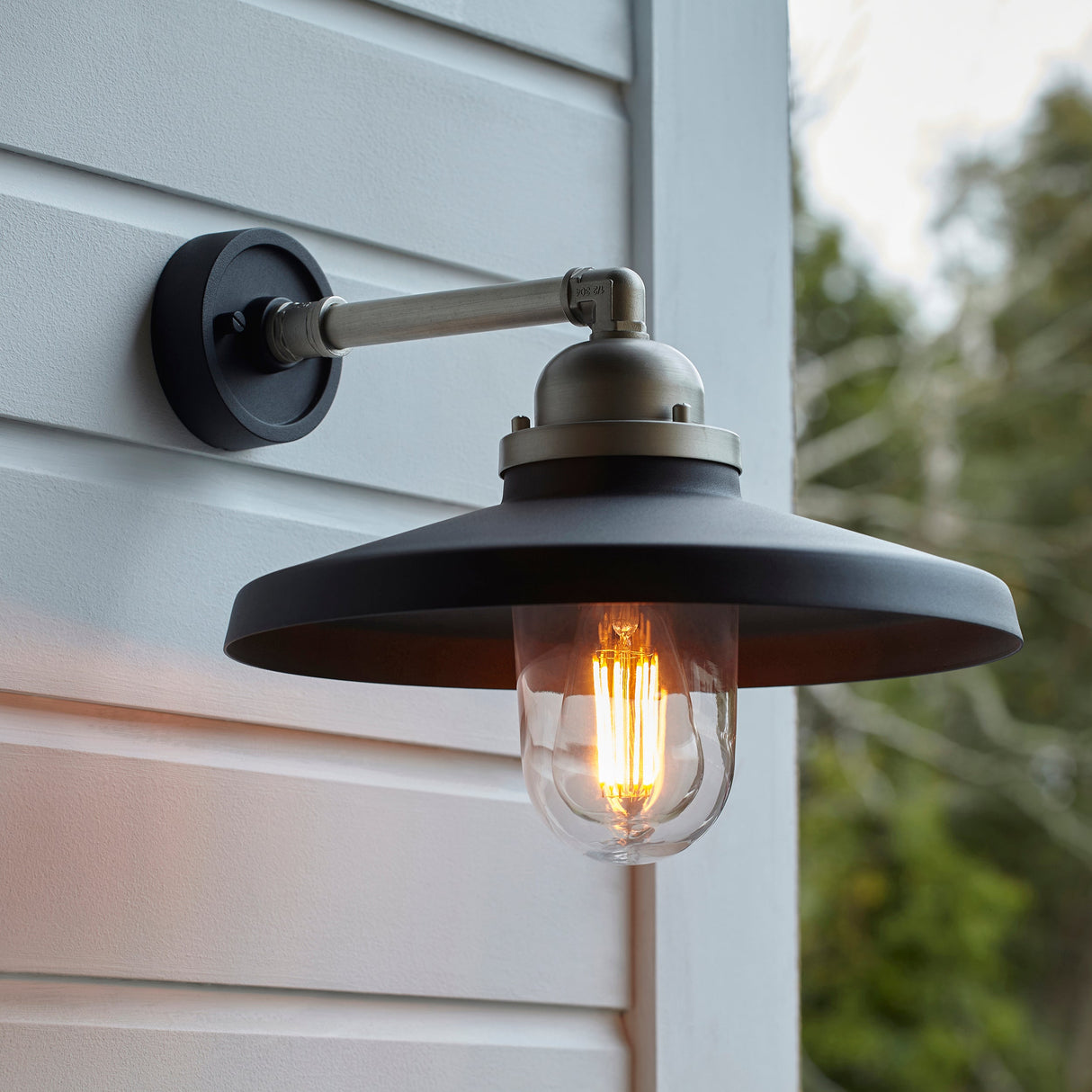 Amos Casper Outdoor Wall Light Matt Black & Brushed Silver –  from Amos Lighting + Home