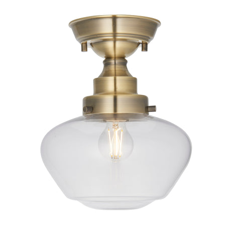 Amos Clarence Flush Antique Brass & Clear –  from Amos Lighting + Home