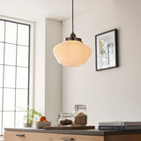 Amos Clarence Pendant Nickel & Opal Glass –  from Amos Lighting + Home