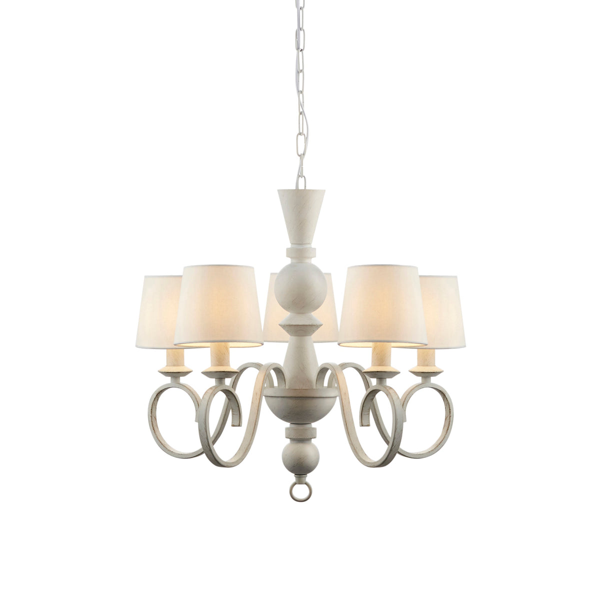 Amos Cotswolds Chandelier Distressed White with Shades –  from Amos Lighting + Home