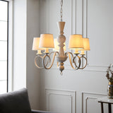 Amos Cotswolds Chandelier Distressed White with Shades –  from Amos Lighting + Home