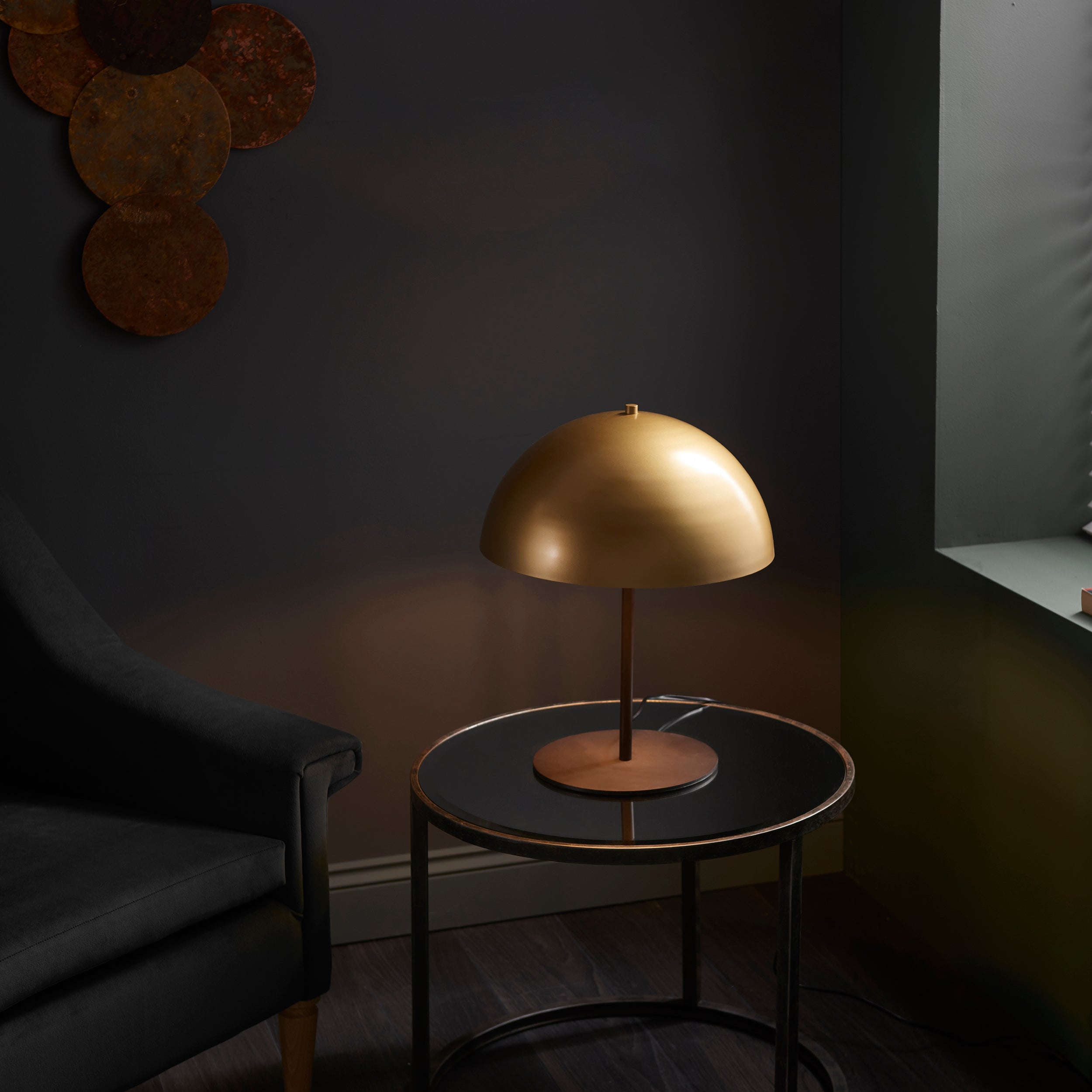 Amos Cupola Table Lamp Soft Gold Dark Bronze