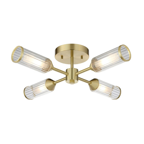 Amos Duchy 4 Light Flush Ceiling Light Satin Brass –  from Amos Lighting + Home