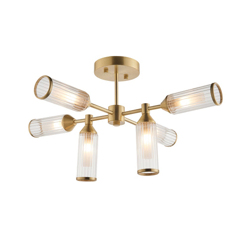 Amos Duchy 6 Light Semi-Flush Ceiling Light Satin Brass –  from Amos Lighting + Home