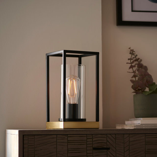 Amos Epoch Table Lamp Sand Black and Satin Brass –  from Amos Lighting + Home