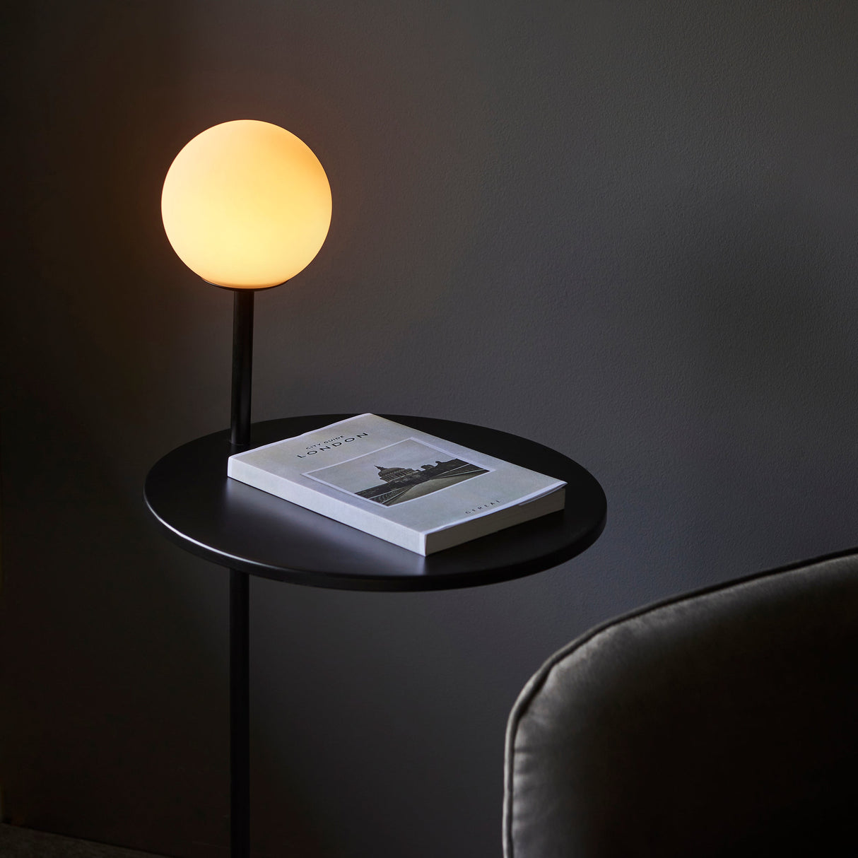 Amos Fusion Side Table and Lamp Matt Black –  from Amos Lighting + Home