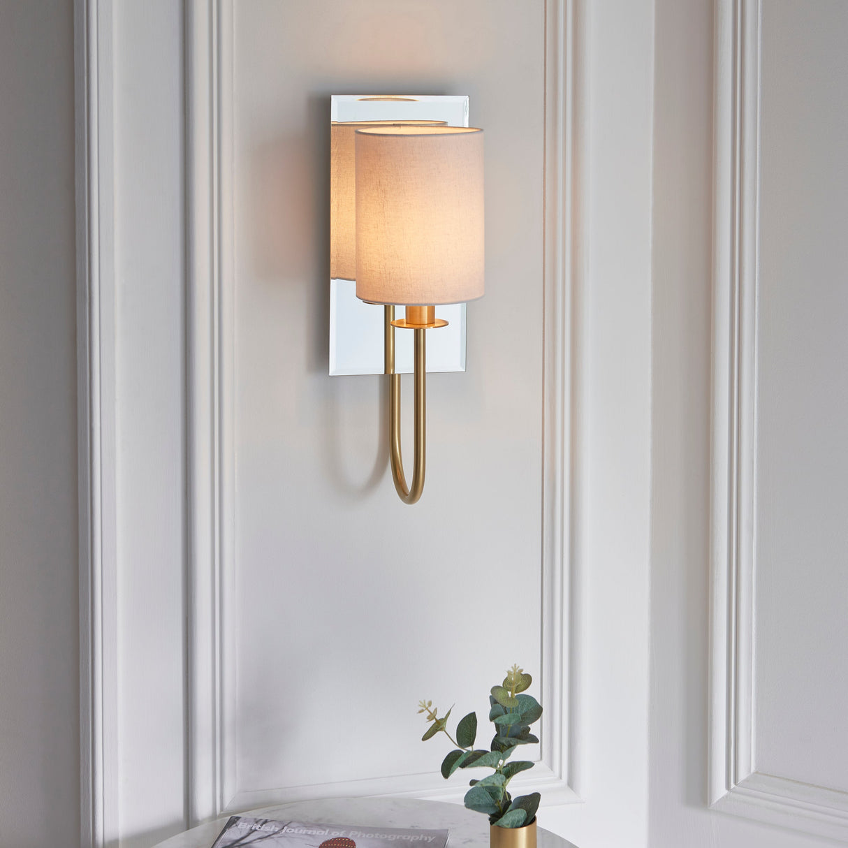 Amos Hades Wall Light Satin Brass with Shade –  from Amos Lighting + Home