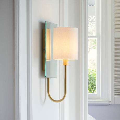 Amos Hades Wall Light Satin Brass with Shade –  from Amos Lighting + Home