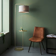 Amos Hybrid Floor Lamp with Table Satin Champagne –  from Amos Lighting + Home