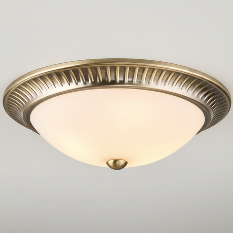 amos-lighting-Endon-Brahm-Flush-Ceiling-Light-Antique-Brass-Frosted-Opal-Closeup