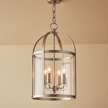 amos-lighting-Endon-Lambeth-4lt-Lantern-Satin-Nickel-Clear-Glass-Closeup