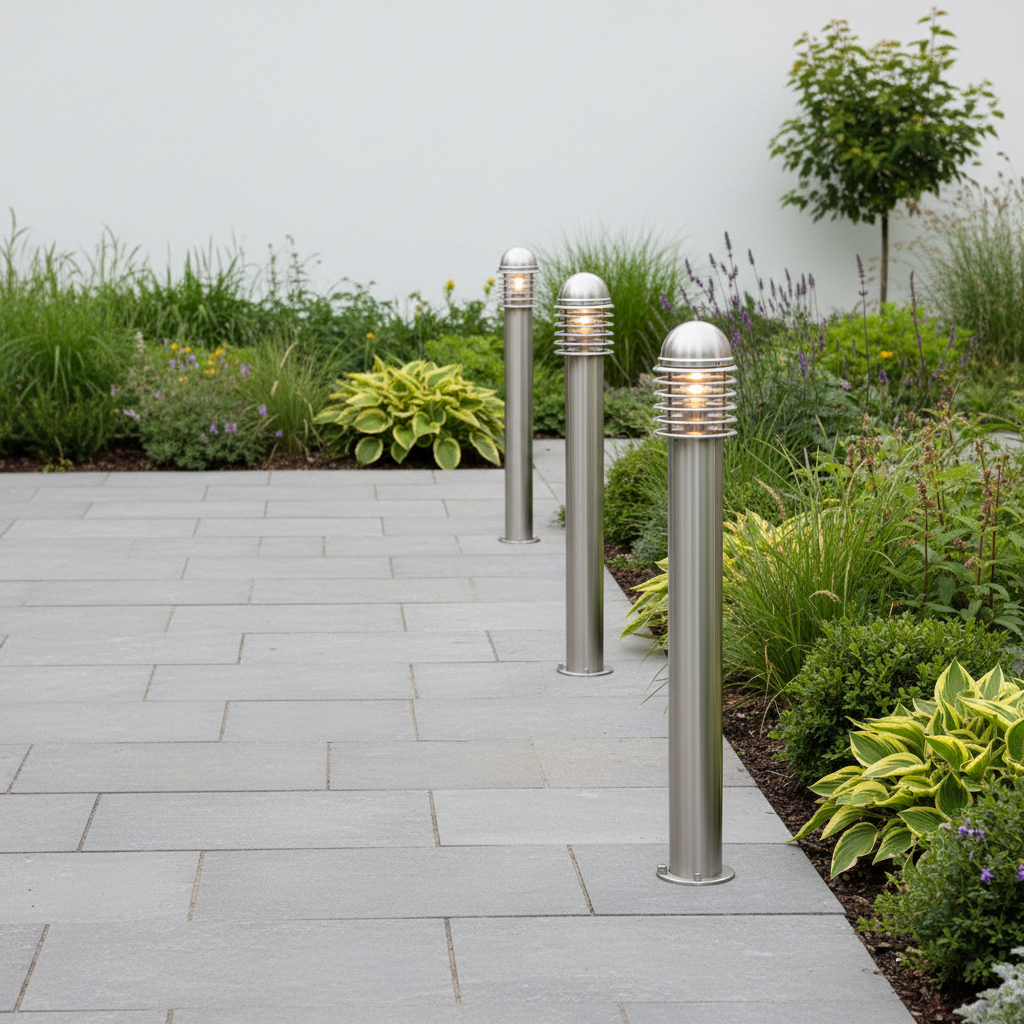 amos-lighting-Endon-Louvre-Outdoor-Bollard-100cm-Stainless-Steel-Multiple-Garden-Path-Daylight