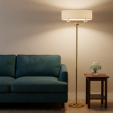 amos-lighting-Endon-Nixon-Floor-Lamp-Brass-Teal-Velvet-Sofa-Living-Room