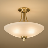 amos-lighting-Endon-Welles-3lt-Semi-Flush-Antique-Brass-Frosted-Opal-Bowl-Closeup