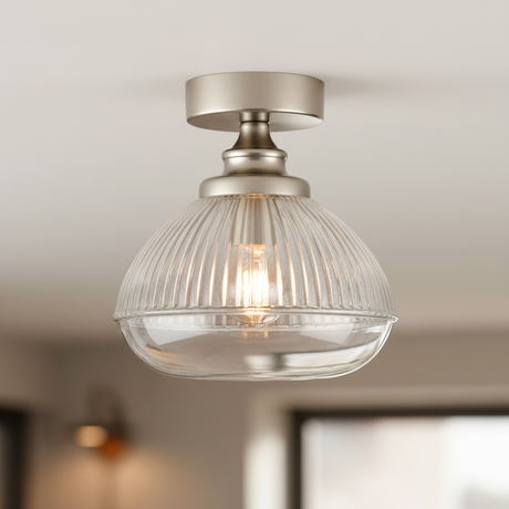 amos-lighting-Franklite-Acoste-Flush-Ceiling-Satin-Nickel-Ribbed-Glass-Closeup