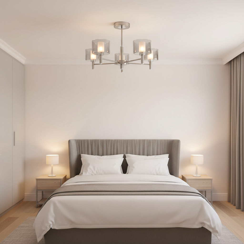 amos-lighting-Franklite-Argento-5-Light-Satin-Nickel-Smoked-Cylinder-Glass-Small-Double-Bedroom