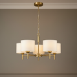 amos-lighting-Franklite-Barolo-5-Light-Chandelier-Aged-Brass-White-Shades-Closeup-No-Table