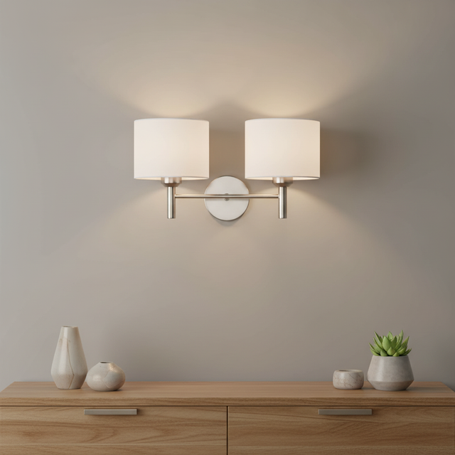 amos-lighting-Franklite-Barolo-Double-Wall-Light-Satin-Nickel-Living-Room