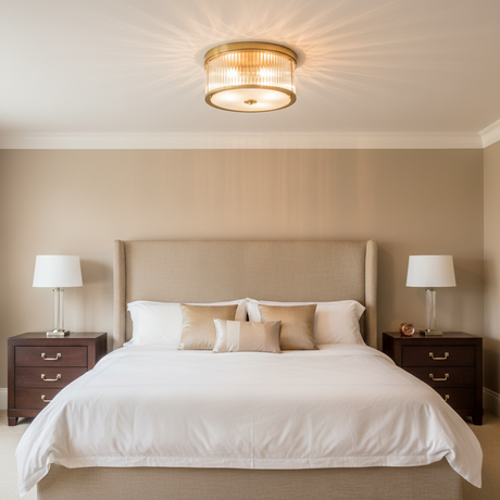 amos-lighting-Franklite-Bonham-Aged-Brass-Flush-Ceiling-Light-Bedroom