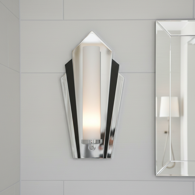 amos-lighting-Franklite-Chrysler-Art-Deco-Bathroom-Wall-Light-Chrome-Black-Closeup-White-Tile