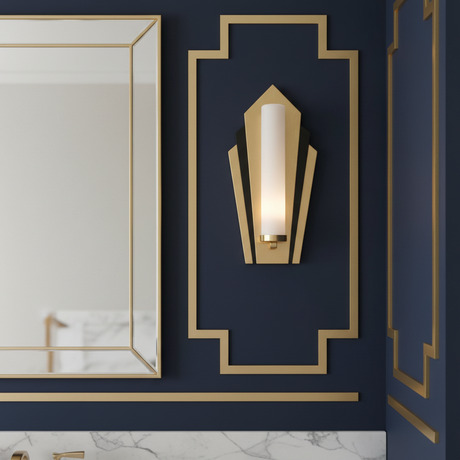 amos-lighting-Franklite-Chrysler-Art-Deco-Bathroom-Wall-Light-Gold-Black-Closeup-Mirror-Navy