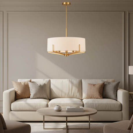 amos-lighting-Franklite-Clifton-5-Light-Pendant-Brushed-Brass-White-Drum-Lounge