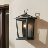 amos-lighting-Franklite-Dusk-Exterior-Wall-Light-Small-Matt-Black-Closeup-White-Wall