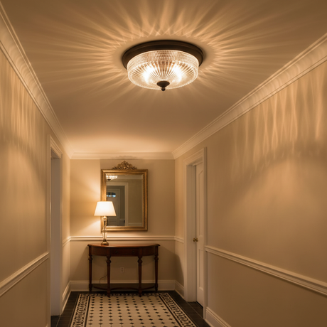 amos-lighting-Franklite-Emerson-Dark-Brown-Flush-Ceiling-Light-Hallway