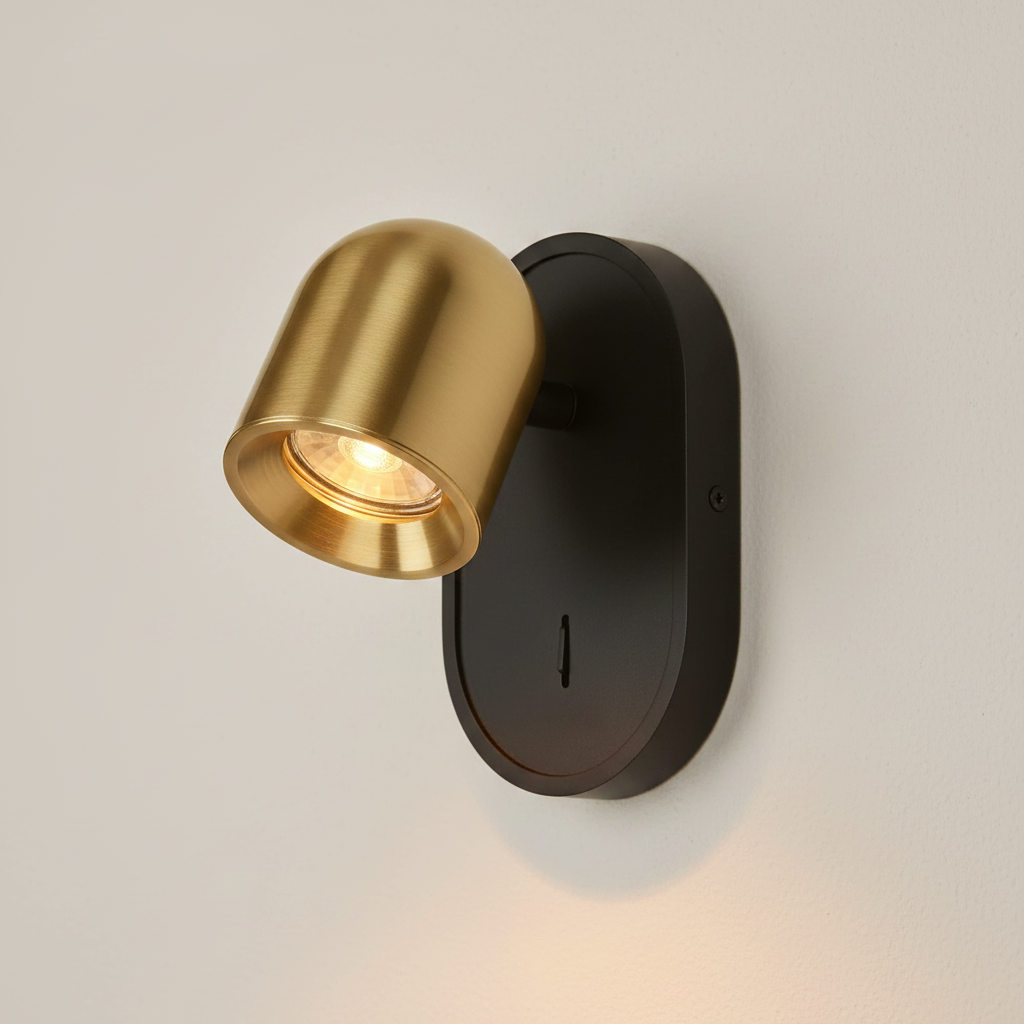 amos-lighting-Franklite-Encore-Single-Spotlight-Brushed-Brass-Matt-Black-Closeup-Light