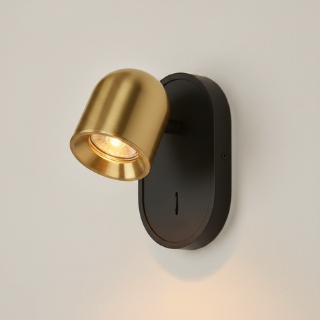 amos-lighting-Franklite-Encore-Single-Spotlight-Brushed-Brass-Matt-Black-Closeup-Light