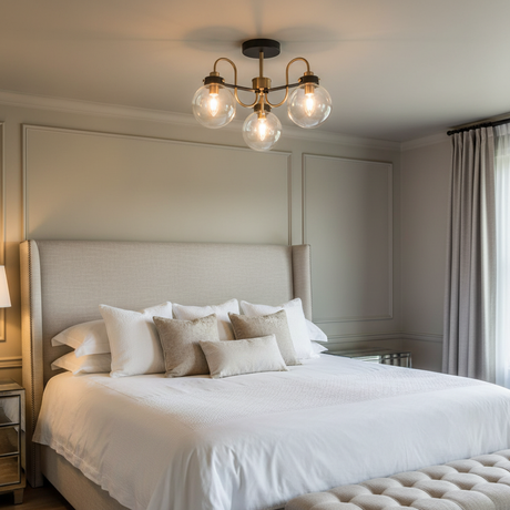 amos-lighting Franklite Equinox 3 Light Antique Gold Glass - Bedroom