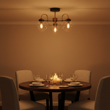 amos-lighting Franklite Equinox 3 Light Antique Gold Glass - Dining Room