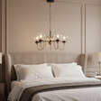 amos-lighting Franklite Equinox 5 Light Chandelier Antique Gold Glass - Bedroom
