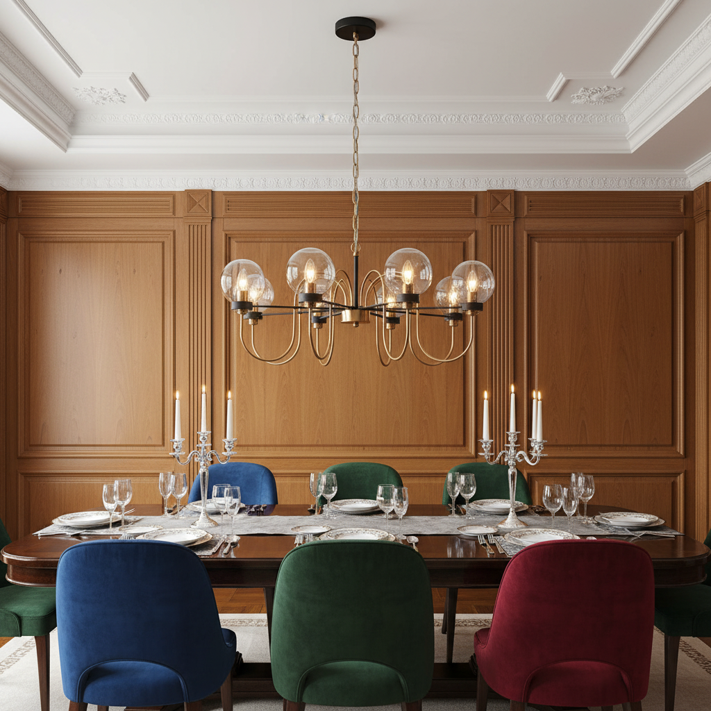 amos-lighting Franklite Equinox 8 Light Chandelier Antique Gold Glass - Dining Room