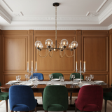 amos-lighting Franklite Equinox 8 Light Chandelier Antique Gold Glass - Dining Room