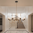 amos-lighting Franklite Equinox 8 Light Chandelier Antique Gold Glass - Hallway Revised