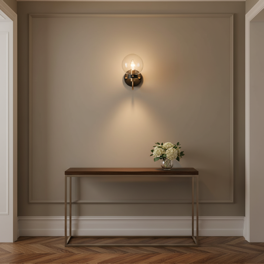 amos-lighting Franklite Equinox Wall Light Antique Gold Glass - Hallway