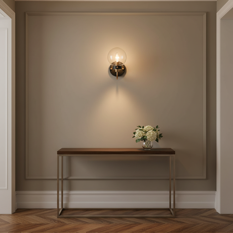 amos-lighting Franklite Equinox Wall Light Antique Gold Glass - Hallway