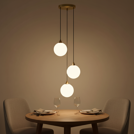 amos-lighting-Franklite-Galaxy-3-Light-Cascade-Aged-Brass-Opal-Round-Dining-Table